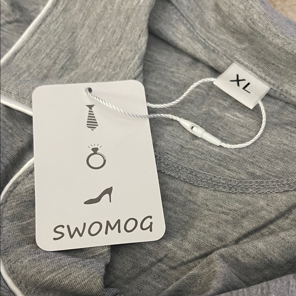 Gray Button-Up shorty Pajama Set - Picture 2 of 3